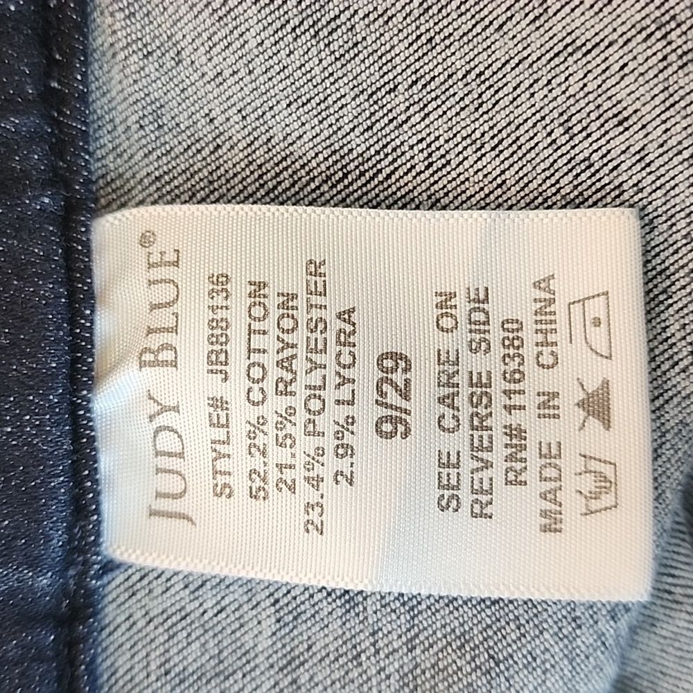 Judy Blue dark blue wash raw hem super stretch pull on super flare jeans 9/29 - Picture 11 of 13